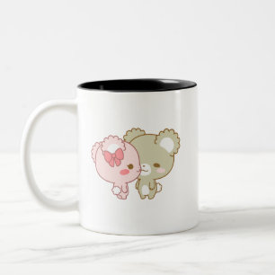 Caneca De Café Em Dois Tons filhotes de açúcar fofo abraços amor