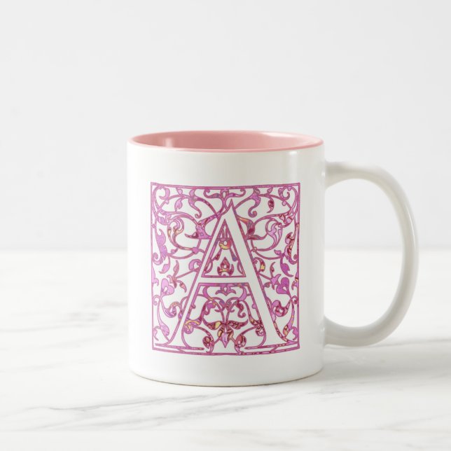 Caneca De Café Em Dois Tons Filigrana Rosa A Monograma (Direita)
