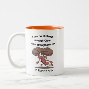 Caneca De Café Em Dois Tons Filipino 4:13-Eu Posso Fazer Tudo Através Do Crist