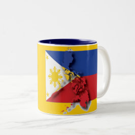 Caneca De Café Em Dois Tons FILIPINO FLAG MAP Filipinas - Amarelo personalizad