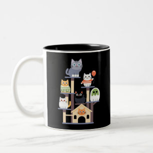 Caneca De Café Em Dois Tons Filmes de Terror de Gatos Engraçados Gato Fofo do