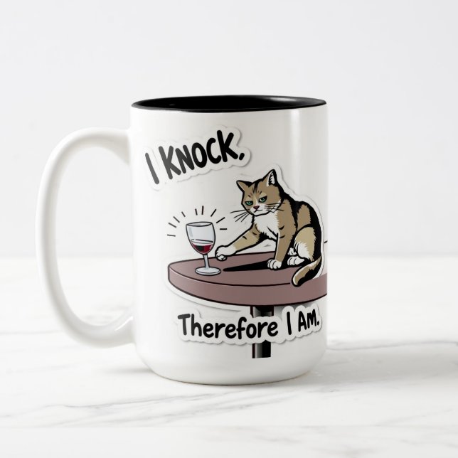 Caneca De Café Em Dois Tons Filosofia do Gato (Esquerda)
