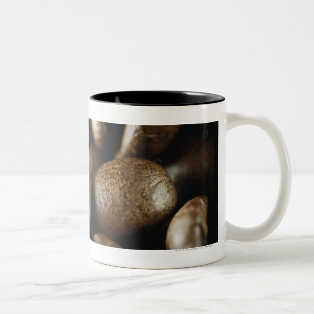 Caneca De Café Em Dois Tons Fim-acima de feijões de café (Direita)