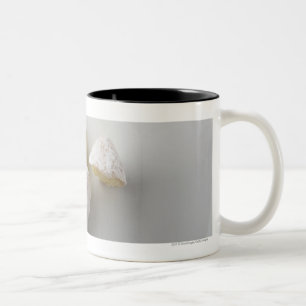 Caneca De Café Em Dois Tons Fim-acima de um bolo