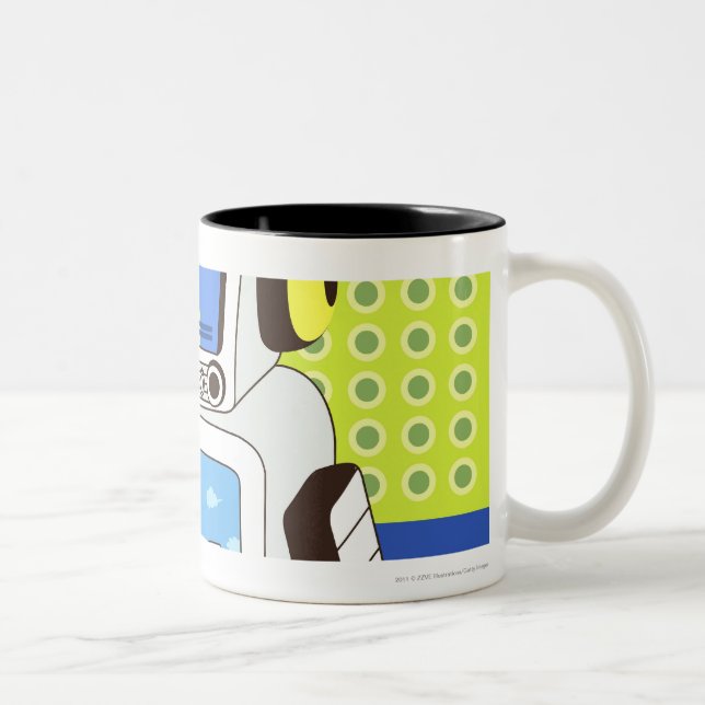 Caneca De Café Em Dois Tons Fim-acima de um robô (Direita)