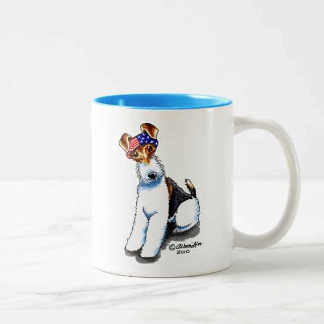 Caneca De Café Em Dois Tons Fio Fox Terrier na América (Direita)