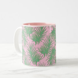 Caneca De Café Em Dois Tons Fios de Fern em rosa.
