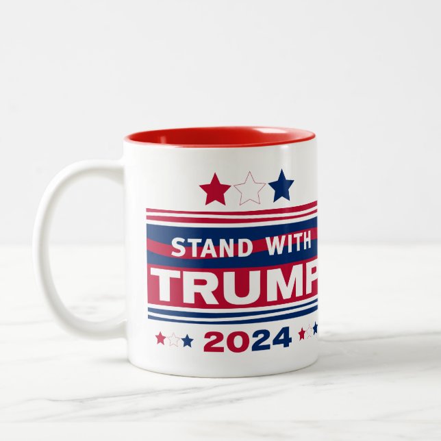 Caneca De Café Em Dois Tons Fique com Trump~2024~MAGA (Esquerda)