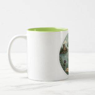 Caneca De Café Em Dois Tons Fique Curioso Cryptid Aconchegante Nessie Monstro