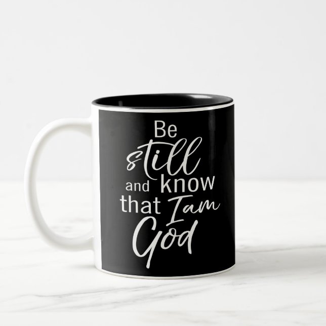 Caneca De Café Em Dois Tons Fique E Saiba Que Sou Deus (Esquerda)