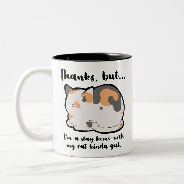 Caneca De Café Em Dois Tons Fique Em Casa Com Meu Gal De Gato (Esquerda)