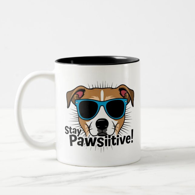 Caneca De Café Em Dois Tons Fique Pawsitive Mug (Esquerda)