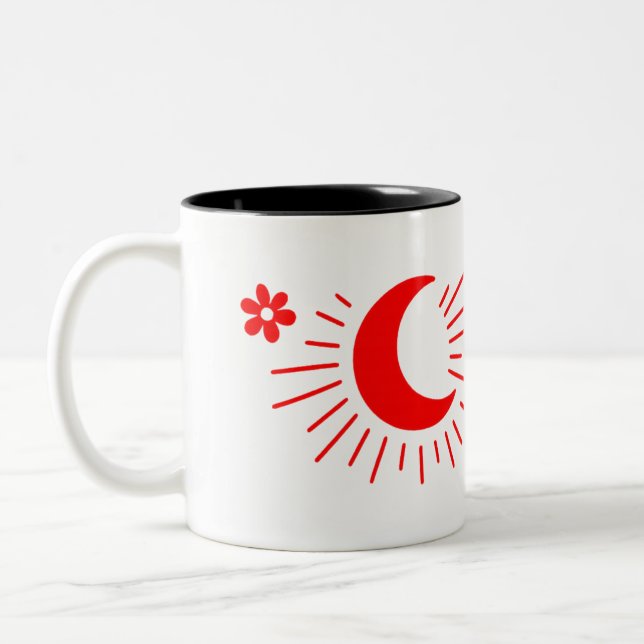 Caneca De Café Em Dois Tons Fique Selvagem Criança Da Lua - Boho Celestial Cof (Esquerda)
