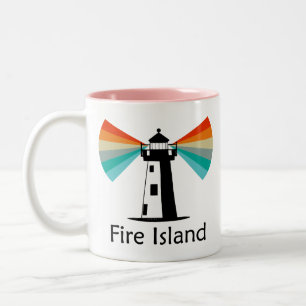 Caneca De Café Em Dois Tons Fire Island Lighthouse Rainbow