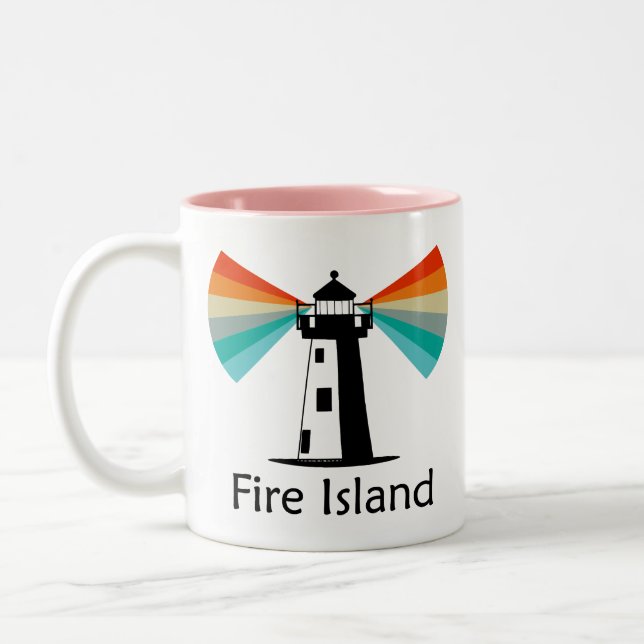 Caneca De Café Em Dois Tons Fire Island Lighthouse Rainbow (Esquerda)
