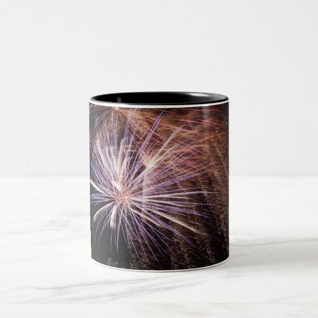 Caneca De Café Em Dois Tons Fireworks branco (Centro)
