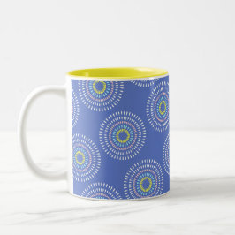 Caneca De Café Em Dois Tons Fireworks Japonês Azul