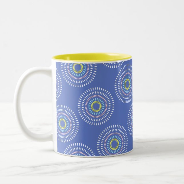 Caneca De Café Em Dois Tons Fireworks Japonês Azul (Esquerda)