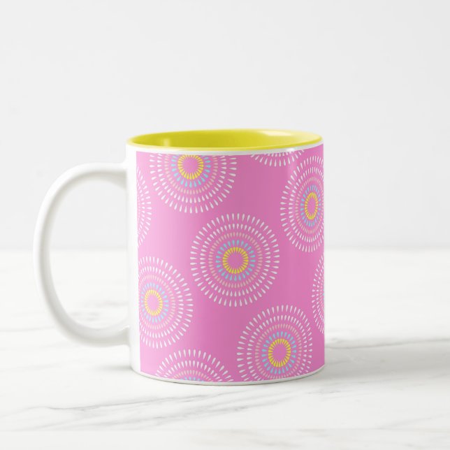 Caneca De Café Em Dois Tons Fireworks Japonês Rosa (Esquerda)