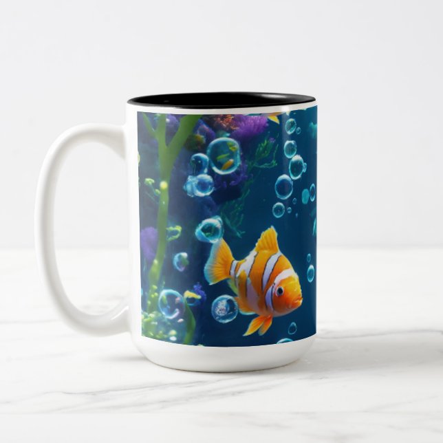 Caneca De Café Em Dois Tons Fish Design Myg (Esquerda)