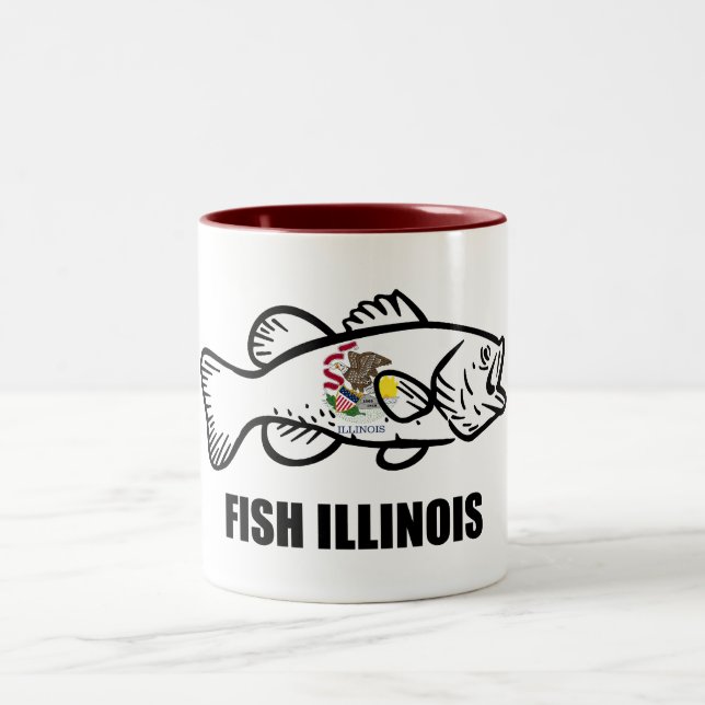 Caneca De Café Em Dois Tons Fish Illinois Bass (Centro)