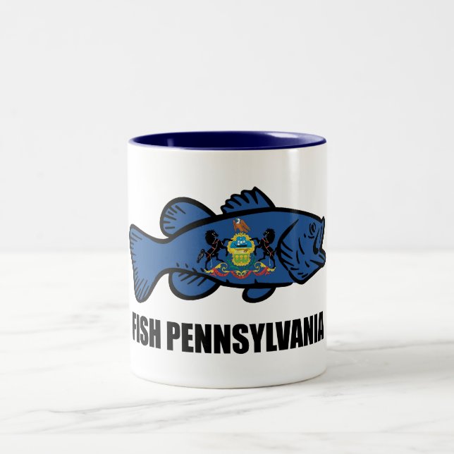 Caneca De Café Em Dois Tons Fish Pennsylvania Bass (Centro)