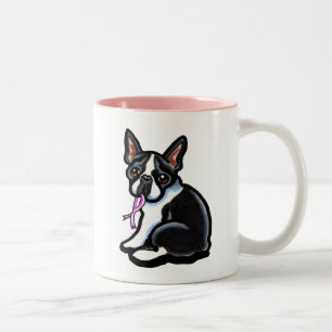Caneca De Café Em Dois Tons Fita cor-de-rosa Boston Terrier