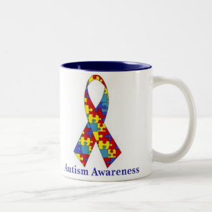 Caneca De Café Em Dois Tons Fita da consciência do autismo