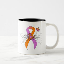Caneca De Café Em Dois Tons Fita de Sensibilização Orquídea e Laranja com Borb