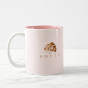 Caneca De Café Em Dois Tons Fita Rosa Coquette Personalizada