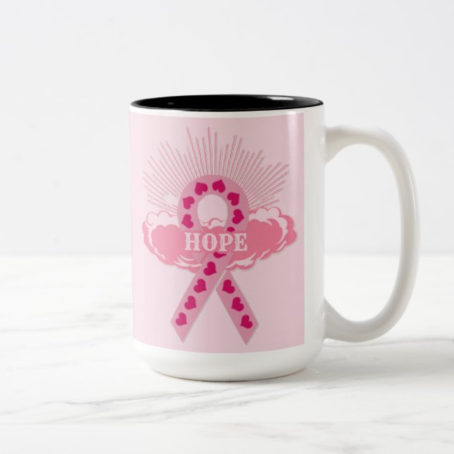 Caneca De Café Em Dois Tons Fita Rosa De Maçã Rosa (Direita)