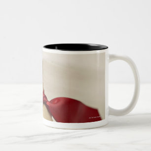 Caneca De Café Em Dois Tons Fita vermelha amarrada ao deleite do cão