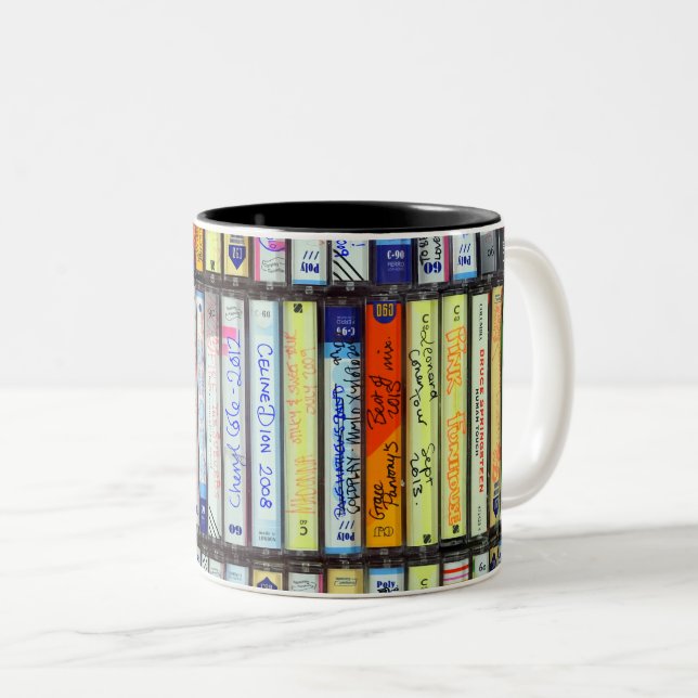 Caneca De Café Em Dois Tons Fitas de cassete (Frente Esquerda)