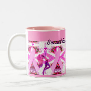 Caneca De Café Em Dois Tons Fitas rosa de amor e esperança_