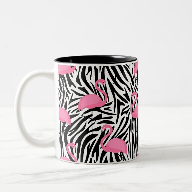 Caneca De Café Em Dois Tons Flamingo Zebra Impressão Verão (Esquerda)