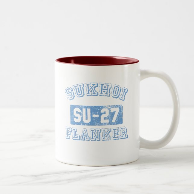 Caneca De Café Em Dois Tons Flanker de Sukhoi - AZUL (Direita)