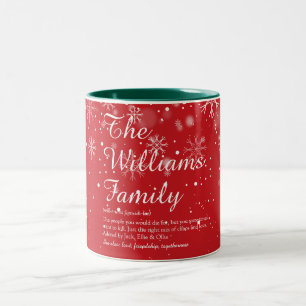 Caneca De Café Em Dois Tons Flaquinhas de Natal Família Definição Script