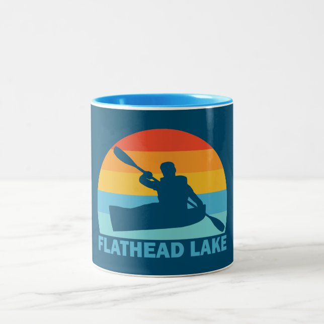 Caneca De Café Em Dois Tons Flathead Lake Montana Kayak (Centro)