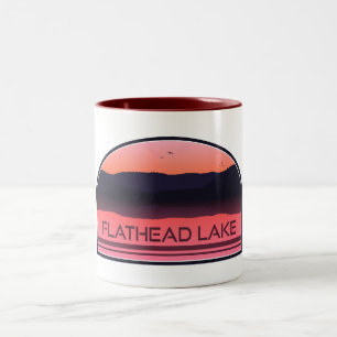 Caneca De Café Em Dois Tons Flathead Lake Montana Red Sunrise
