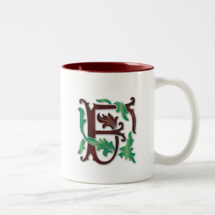Caneca De Café Em Dois Tons Fleur-de-lis F Monograma