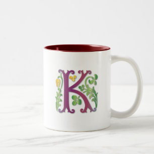 Caneca De Café Em Dois Tons Fleur-de-lis K Monograma