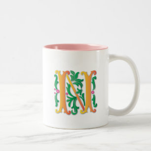 Caneca De Café Em Dois Tons Fleur-de-lis N Monograma