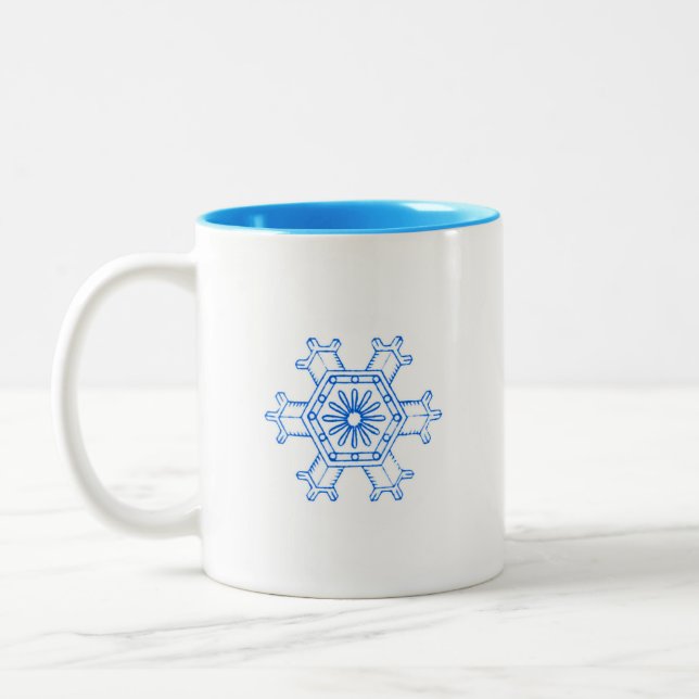 Caneca De Café Em Dois Tons Floco de Neve Azul (Esquerda)