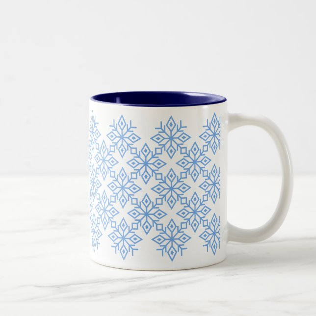 Caneca De Café Em Dois Tons Floco de Neve Azul Claro (Direita)
