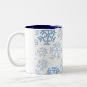 Caneca De Café Em Dois Tons Floco de Neve Azul E Branco
