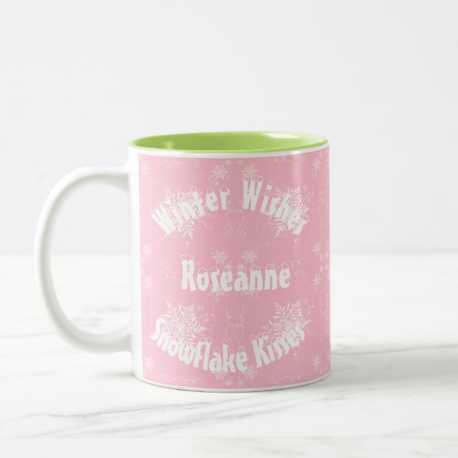 Caneca De Café Em Dois Tons Floco de neve branco na Rosa poeira (Esquerda)