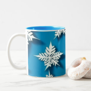 Caneca De Café Em Dois Tons Floco de neve de inverno Mug Cozy Christmas Mug
