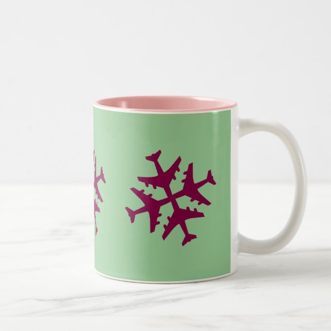 Caneca De Café Em Dois Tons Floco de neve do avião do arando (Direita)