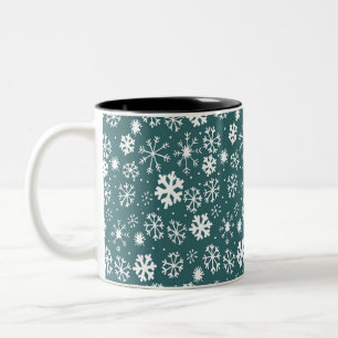 Caneca De Café Em Dois Tons Floco de Neve Nevasca em Azul Aquático