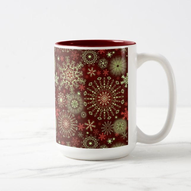 Caneca De Café Em Dois Tons Flocos de neve 4 do laço (Direita)